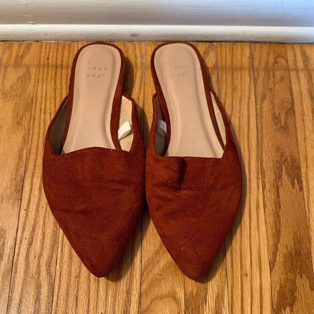 a new day Rust Pointed-Toe Suede Slip-On Mules